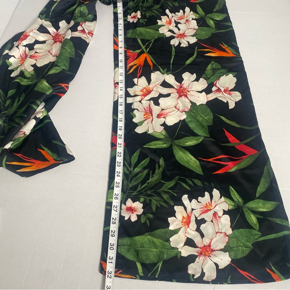 LAUREN Ralph Lauren Floral Satin Charmeuse Wide-Leg Pants Multi XL Black Label - Picture 9 of 10